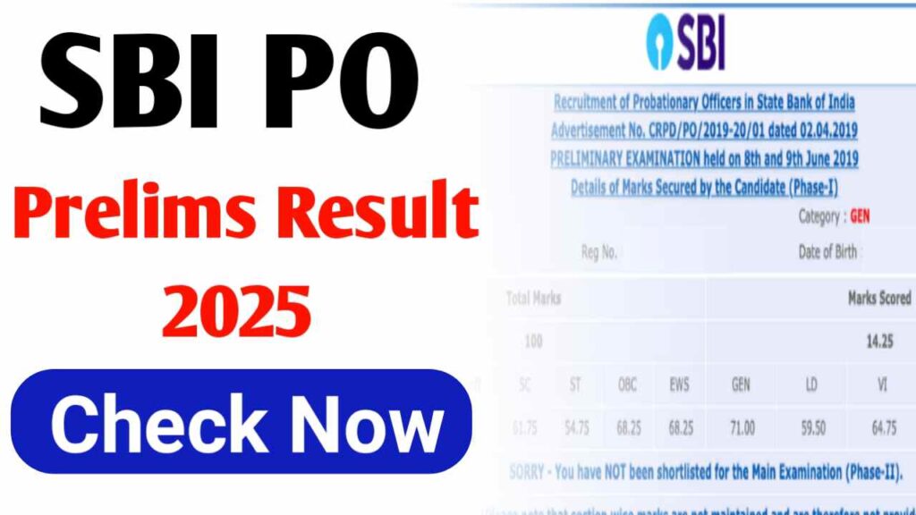 SBI PO Prelims Result 2025